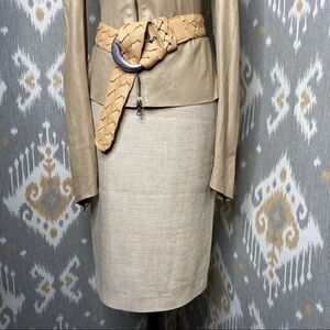 Ralph Lauren Flax Silk & Linen Pencil Skirt